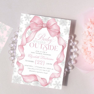 Baby-Party 'Pink Coquette Baby It's Cold Outside'  Einladung