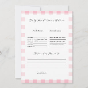 Baby-Party-Vorhersagen mit rosa Gingham II Einladung