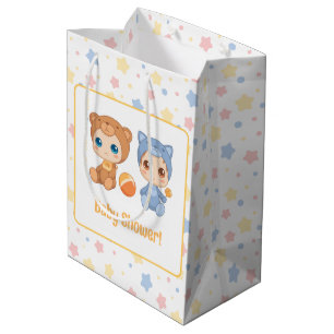 Baby-Party Zwillinge Katze Bär Sterne Mittlere Geschenktüte