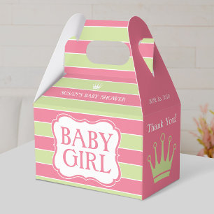 Baby-Partygeschenkbox mit rosa-grünen Streifen Geschenkschachtel