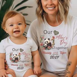 Baby passendes Panda unser erster Muttertag zusamm Strampler