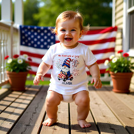Baby Patriotic Gnome First 4th July Baby T-shirt