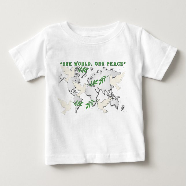 Baby Peace Dove World Map T-Shirt (Vorderseite)