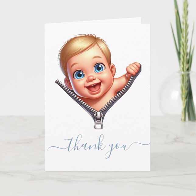 Baby Peeking out Baby Dusche Danke Karte (Vorderseite)