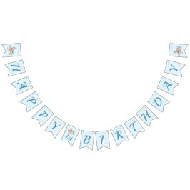 Baby Penguin Airplane Blue Personalisiert Geburtst Wimpelkette