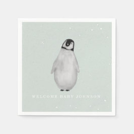 Baby Penguin Blue Winter Boy Baby Dusche Serviette