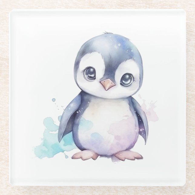 Baby Penguin Glass Untersetzer (Vorderseite)