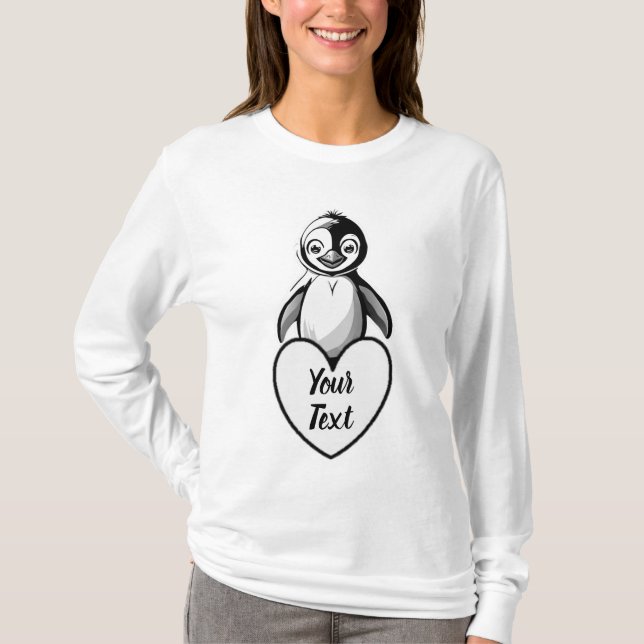 Baby Penguin Herz mit Ihrer benutzerdefinierten Na T-Shirt (Vorderseite)