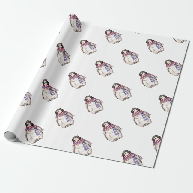 Baby Penguin in Scarf Geschenkpapier (Ungerollt)