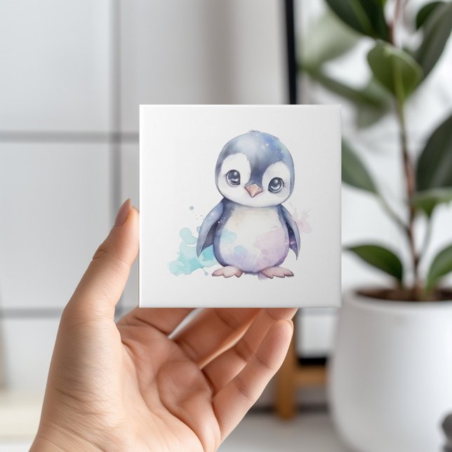 Baby Penguin Keramik Tile Fliese (Add a touch of whimsy to your bathroom with our adorable penguin ceramic tile! 🐧💙 )