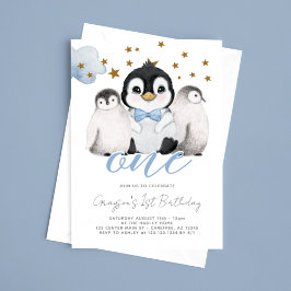 Baby Penguin Kids Erster 1. Geburtstag Einladung