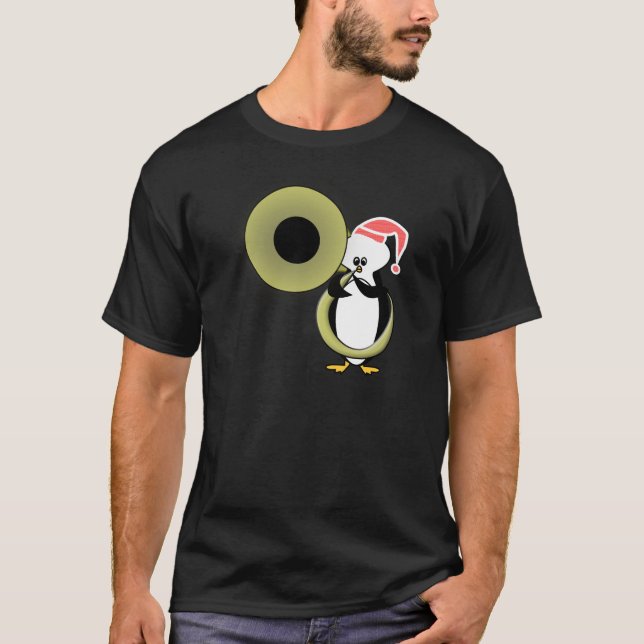 Baby Penguin mit Tuba T-Shirt (Vorderseite)
