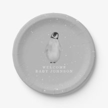 Baby Penguin Neutral Gray Winter Baby Dusche