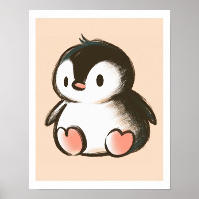 Baby Penguin - Niedliche Kunstdrucken für Kinderzi Poster (Vorne)