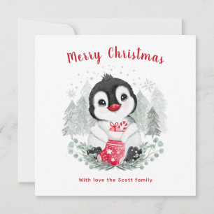Baby Penguin Niedliche Weihnachtskarte Karte