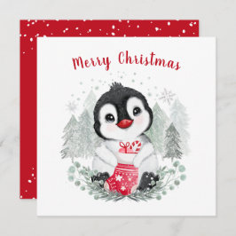 Baby Penguin Niedliche Weihnachtskarte Karte