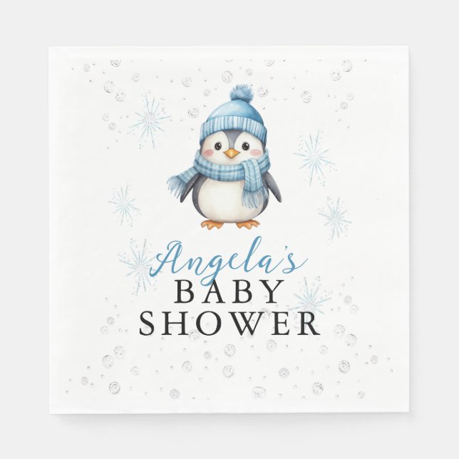 Baby Penguin Winter Baby Shower  Serviette (Vorderseite)