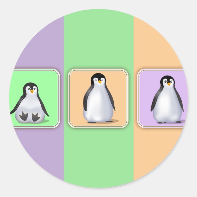 Baby Penguins Runder Aufkleber (Vorderseite)