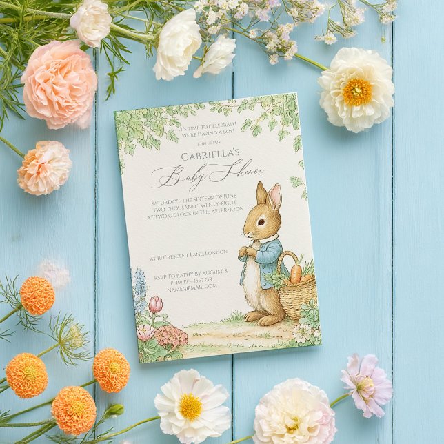 Baby Peter Rabbit Garden Baby Dusche Einladung (Von Creator hochgeladen)