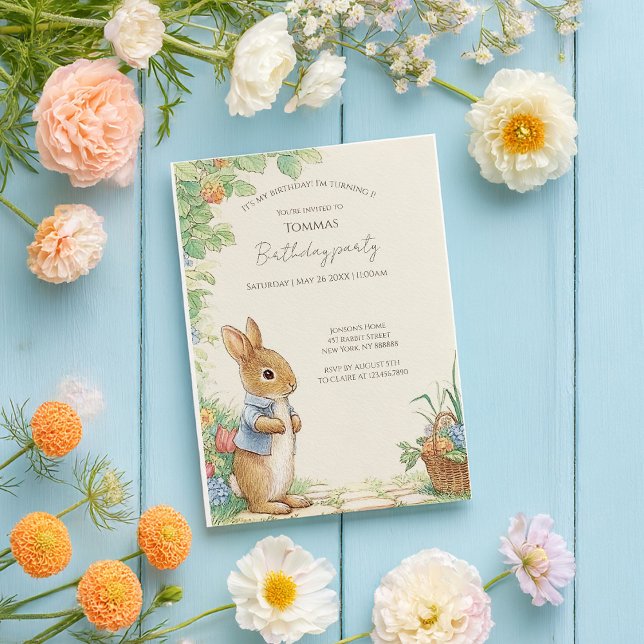 Baby Peter Rabbit Garden Geburtstag Einladung (Von Creator hochgeladen)