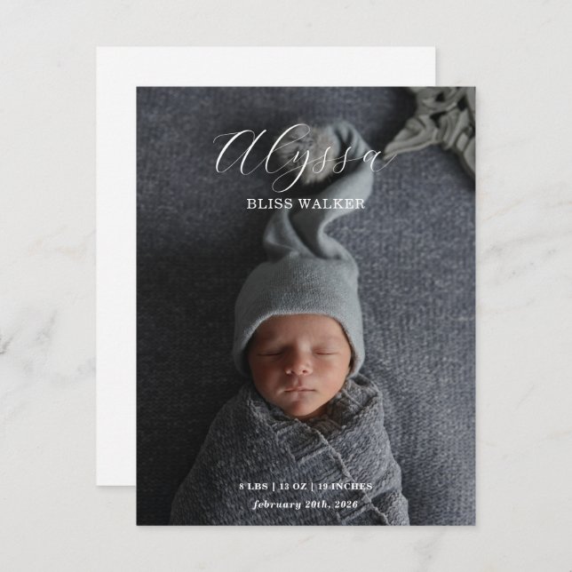 Baby Photo Announcement card (Vorne/Hinten)