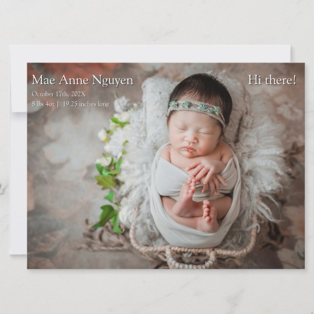 Baby Photo Modern Birth Announcement  Feiertagskarte (Vorderseite)