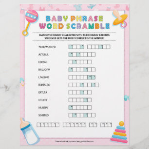 Baby Phrase Scramble [Baby Basics Pink] Briefbogen
