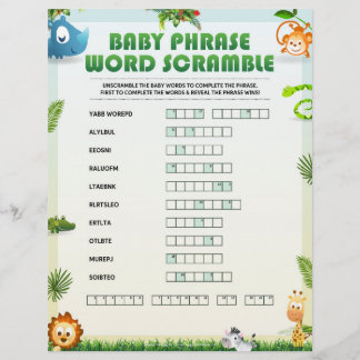 Baby Phrase Word Scramble [Tierthema] Briefbogen