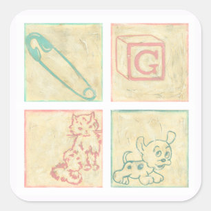 Baby Picture Blocks von Chariklia Zarris Quadratischer Aufkleber