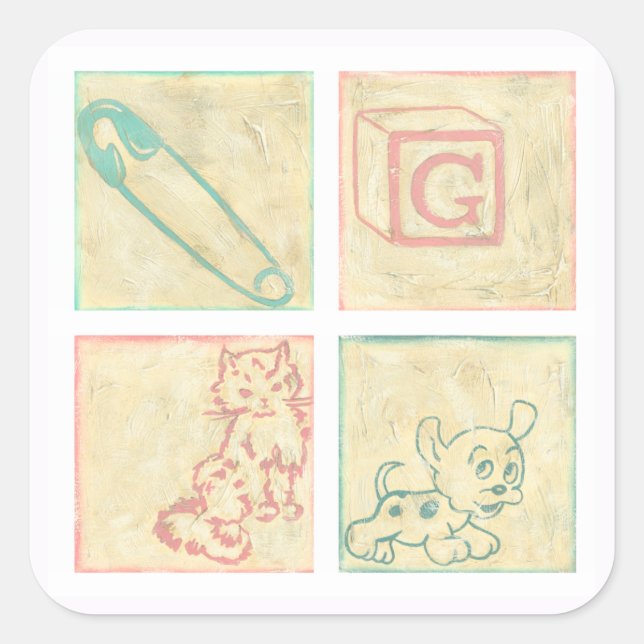 Baby Picture Blocks von Chariklia Zarris Quadratischer Aufkleber (Vorderseite)