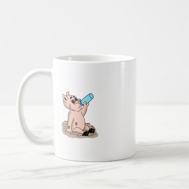 Baby Pig Cartoon Design Coffee Tasse (Links)