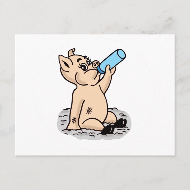 Baby Pig Cartoon Postkarte (Vorderseite)
