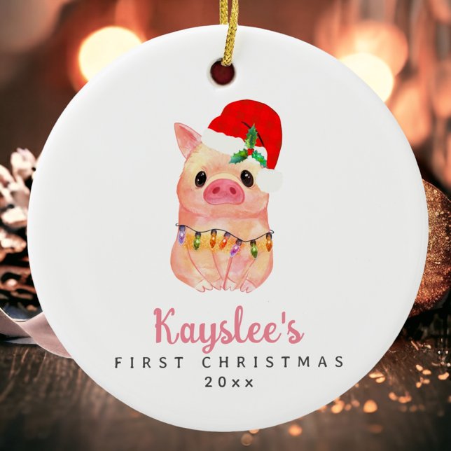 Baby Pig First Christmas Custom Keramik Ornament (Von Creator hochgeladen)