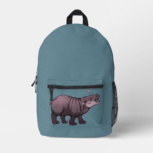 Baby Pigmy Hippo Bedruckter Rucksack (Vorderseite)