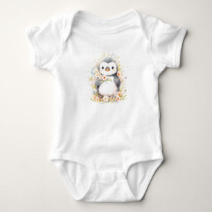 Baby Pinguin, Baby-Zoo-Tier mit Blumen Strampler