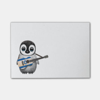 Baby-Pinguin, der israelische Flaggen-Gitarre Post-it Klebezettel
