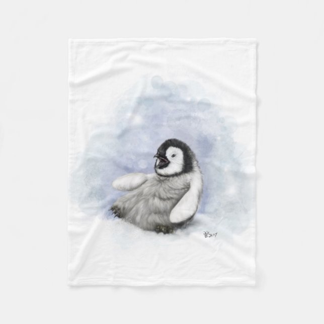 Baby-Pinguin-Gleiten Fleecedecke (Vorderseite)