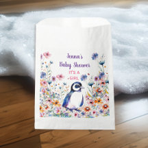 Baby Pinguin in Blume Es ist ein Mädchen | Babydus