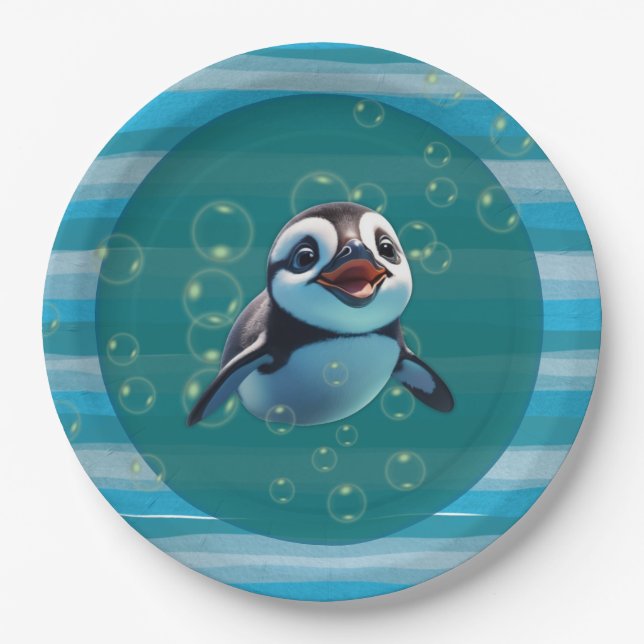 Baby Pinguin Papierplatte Pappteller (Vorderseite)