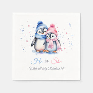 Baby Pinguine, die im Winter Herbst Geschlecht zei Serviette