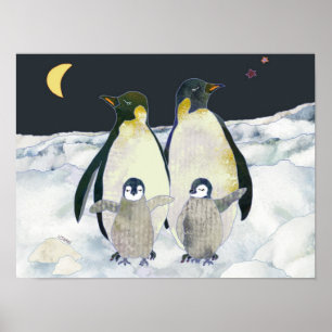 Baby-Pinguine genießen Winterurlaub in der Antarkt Poster