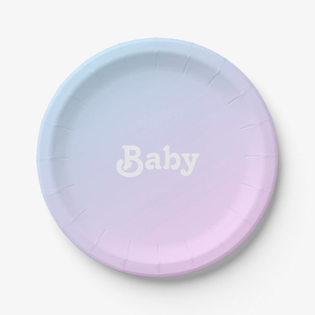 Baby pink blau Gradienten Baby Dusche Geschlecht z Pappteller (Vorderseite)