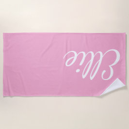 Baby Pink Bliss | Benutzerdefinierter Name in Kurs Strandtuch