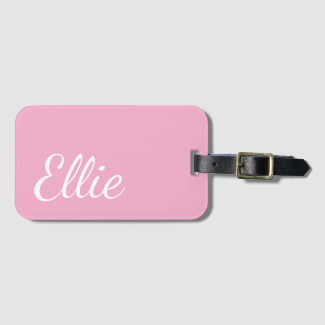 Baby Pink Bliss | Custom Name Cursive Script Gepäckanhänger (Vorderseite (Horizontal))