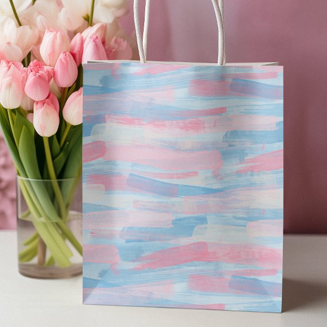 Baby pink & blue Happy Mother Day Mittlere Geschenktüte (Baby pink & blue Happy Mother's Day Medium Gift Bag)