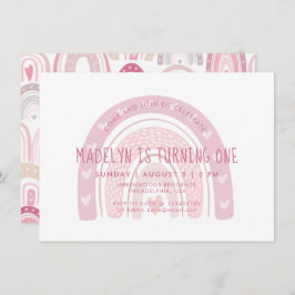 Baby Pink Boho Rainbow Einladung