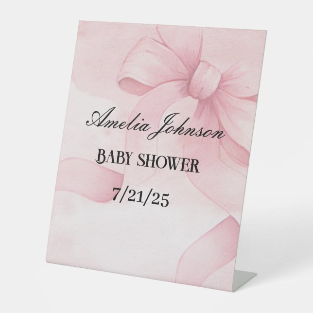 Baby Pink Bow Duschkopf Schild (Vorderseite)