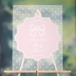 Baby Pink Bow Polka Dots Girl Baby Dusche Willkomm Acrylschild