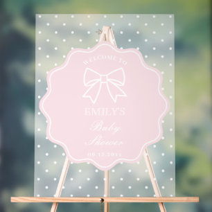 Baby Pink Bow Polka Dots Girl Baby Dusche Willkomm Acrylschild