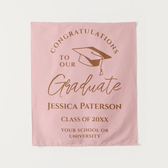 Baby Pink Brown gratuliert unserem Absolventen Wandteppich (Vorderseite)